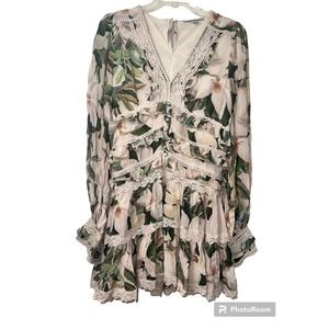 AllSaints Women's Zora Alessandra Floral Mini Dress size 4 NWOT Ruffle Lace
